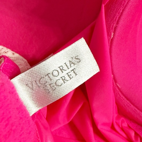 Victoria’s Secret Hot Pink Lace Trim Chemise Sleep Dress 34D - Picture 5 of 8
